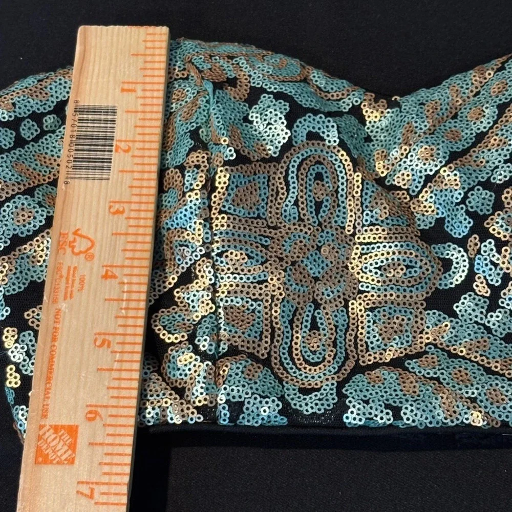 Forever 21 Womens Sequin Bralette Size Small Boho Festival Sexy Night out Zipper